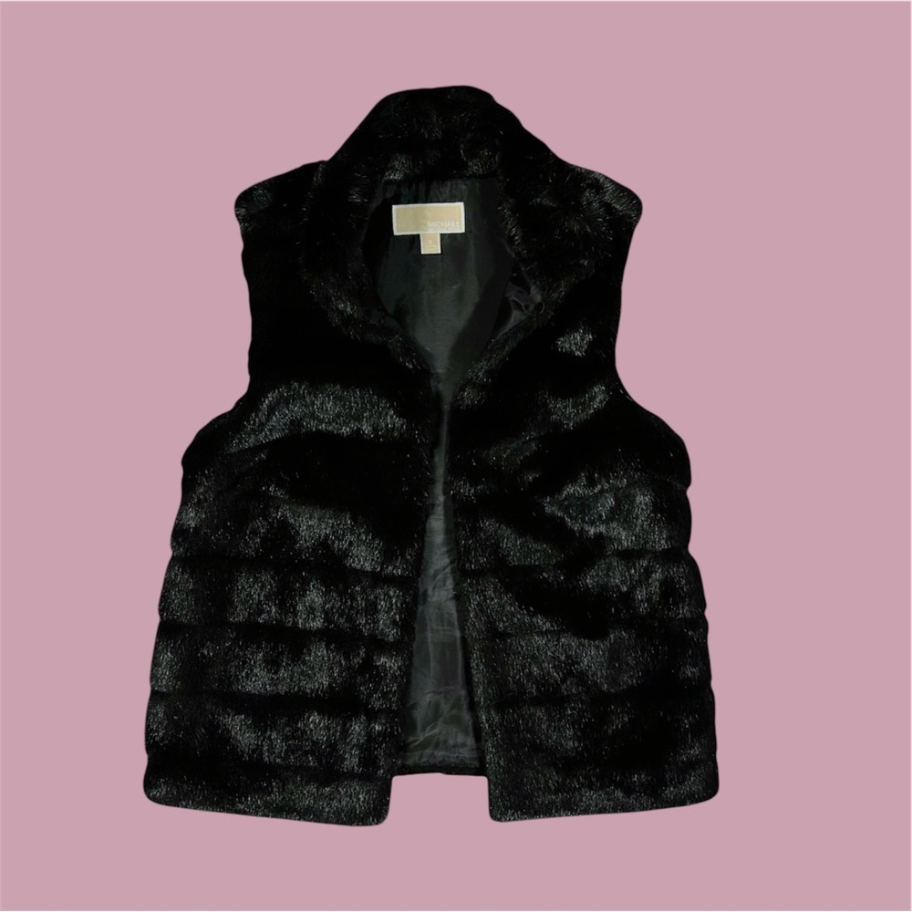NWOT Michael Kors Black Faux Fur Vest